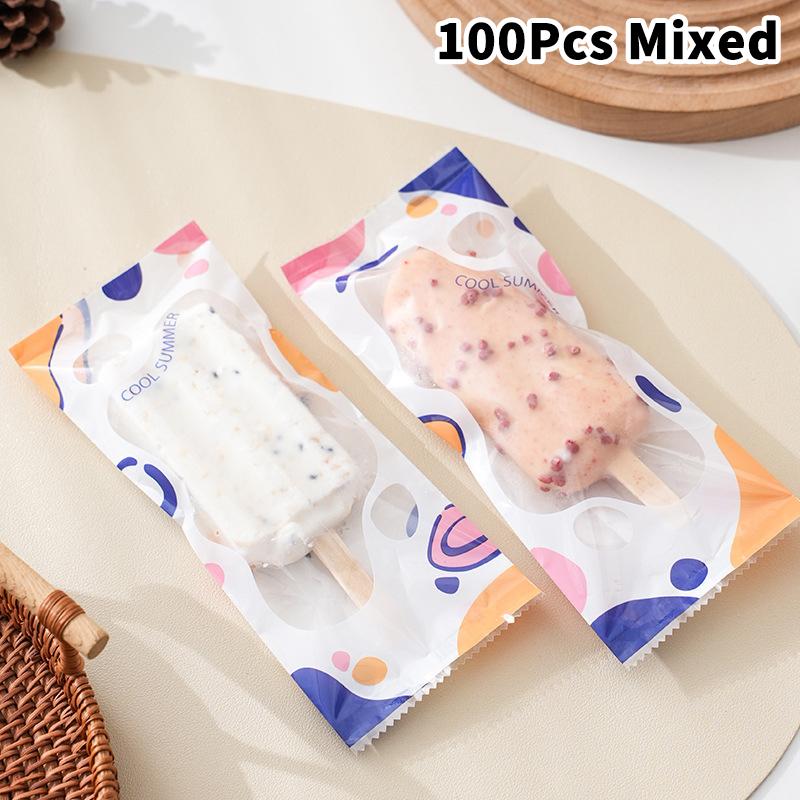 

100 шт. Пакет для мороженого из пищевого пластика, легкий, роскошный, одноразовый, для замороженных угощений, форма для эскимо, декор