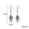 Green Crystal Leaf Pendants Hanging Earrings for Women Full Rhinestone Luxury Crystal Dangle Earrings Korean Ear Jewelr
