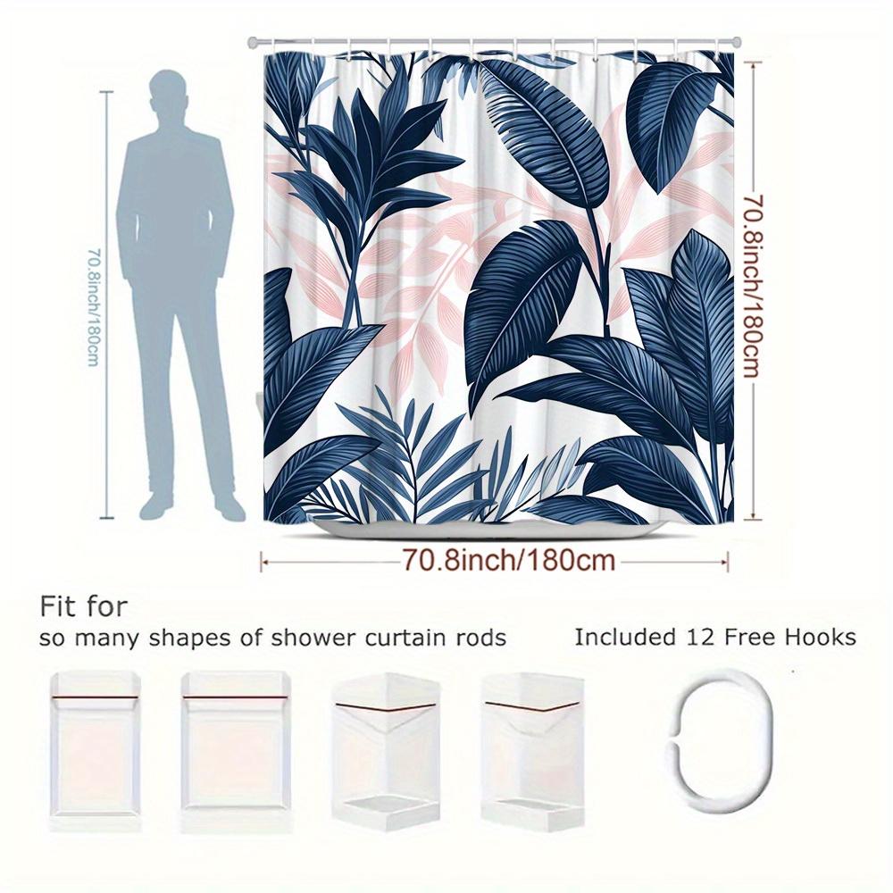 1Pc Plant Pattern Shower Curtain - Large Leaf Design For A Natural And Fresh Bathroom Feel, Polyester Fabric, Comfortable & Bath