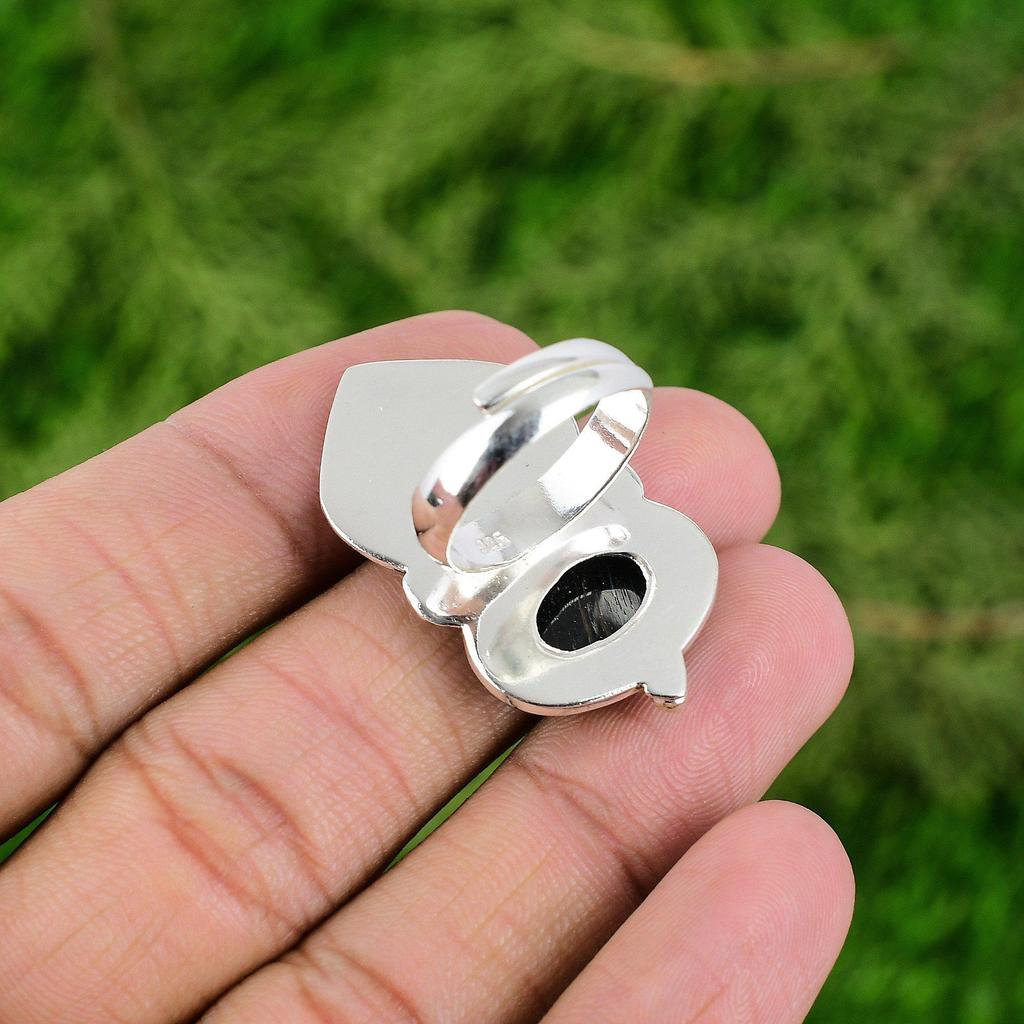 Anniversary Gift For Her Natural Nellite Promise Bird Adjustable Ring 925 Silver
