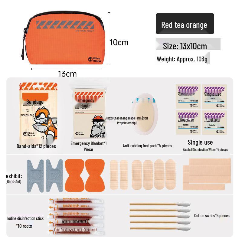 Rhino Rescue Firefly Portable Outdoor First Aid Kit for Hiking and Home Emergencies