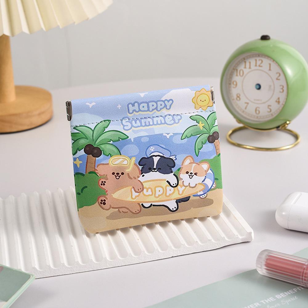 PU Lipstick Makeup Bag Cartoon Data Cable Storage Bag Multifunctional Mini Coin Purse  Travel