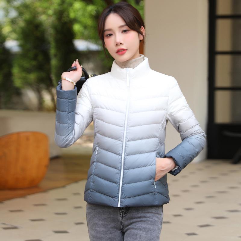 Light and gradual change down jacket women's short new fashion duck down versatile slim stand-up collar jacket