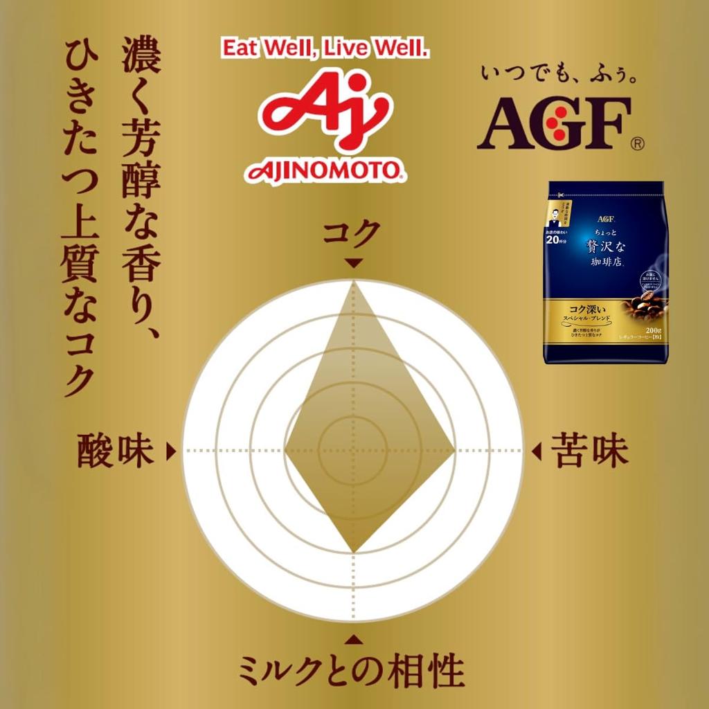 AGF A Little Luxurious Coffee Shop Regular Ground Coffee Special Mocha Kilimanjaro Mild 200g x 4 Varieties Tasting Set [Ground Coffee] [Assorted]