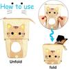 Zonon 4 Pieces Standing Pencil Case Cat Print Telescopic Pencil Case Telescopic Pencil Pouch Holder Canvas PU Cartoon Organizer Portable Pencil Bag