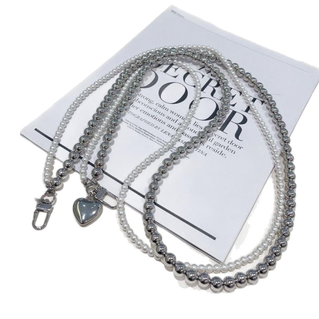 Pvc Heart Smile Phone Lanyard With Pearl Beads For Men And Women