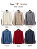 Men's Autumn/Winter Cashmere Cable Knit Zipper Cardigan Sweater, Half-High Collar, Plus Size