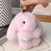 Rabbit Keychain Ring Fluffy Real Fur Pompon Bunny Trinket Key Chain Charm Cute Key Ring On Bag Car Key Pendant