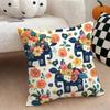 Elephant and Flower Cushion Cover Natural Linen Double Sided Print  Throw Pillow Case for Sofa Couch Home Decor
