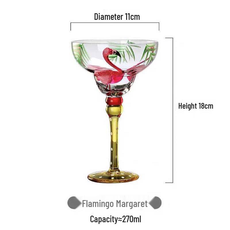 Hand-Painted High-Stem Margarita Glass for Cocktails
