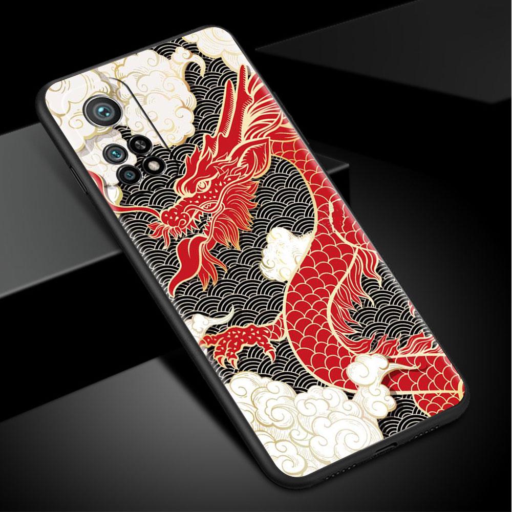 Hülle für Xiaomi Mi Poco X3 X4 NFC M3 Mi 11 11T 10 T 9T 12 9 10T Lite Silikon Rückseite Handyhülle Mode Chinesisch Vintage Drache