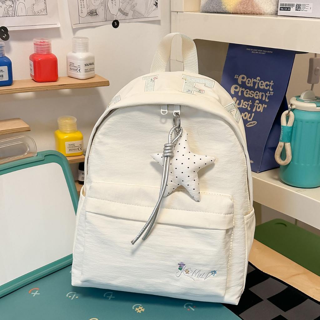 Schoolbag Korean version student schoolbag versatile retro embroidered letter backpack high school ins Japanese junior high school backpack female