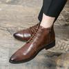 2024 Módní Pánské Ležérní Boty se Špičatou Špičkou Novinka Boční Zip pro Muže Motokrosové Boty Kožené Pánské Luxusní Kotníkové Boty
