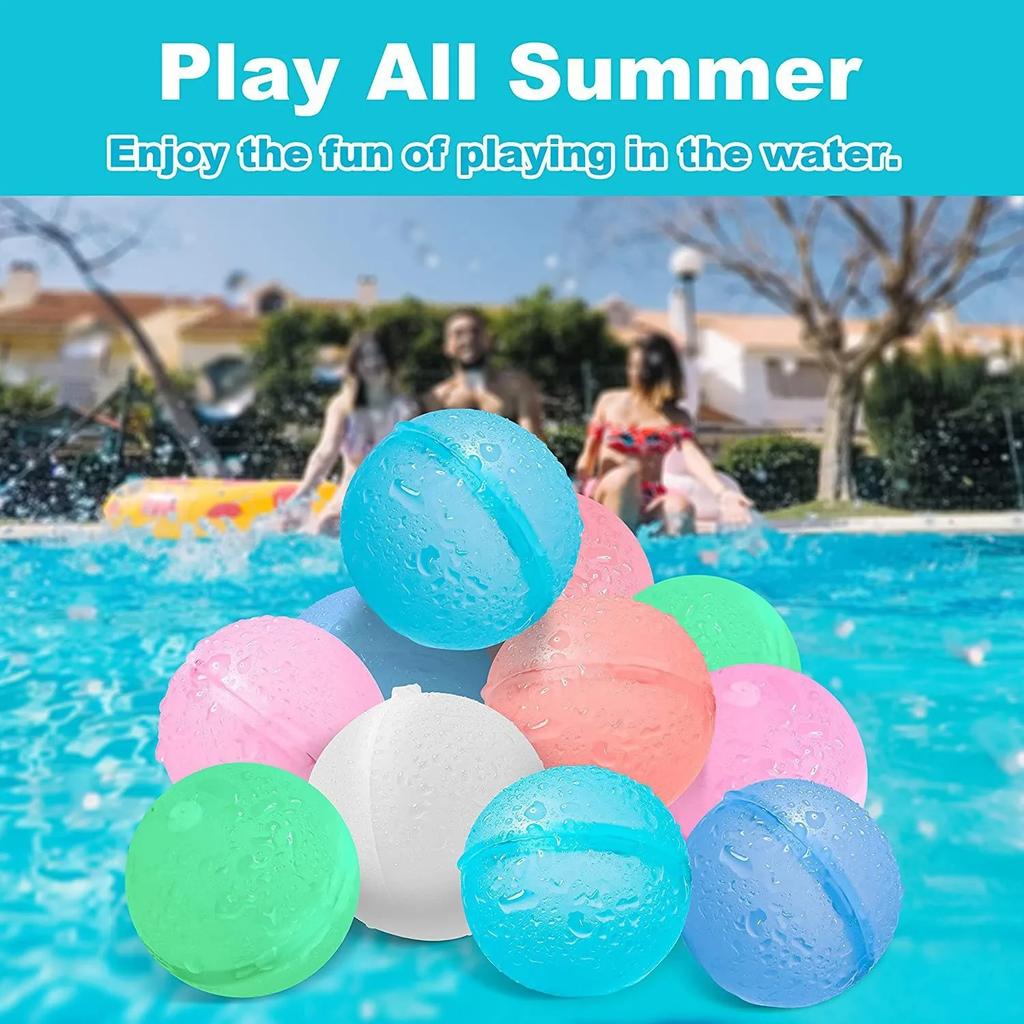 12641 Pack Magnetic Reusable Water Ball Quick Fill Self Sealing Silicone Water Ball Kids Summer Pool Outdoor Water Toys