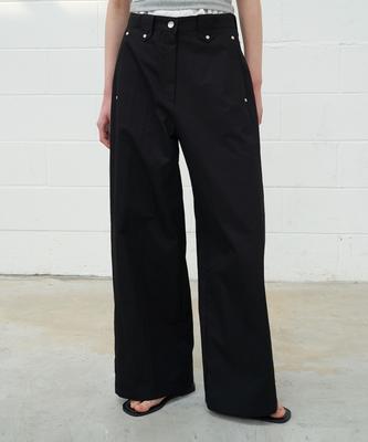 FROMWHERE Section Line Wide Pants Black
