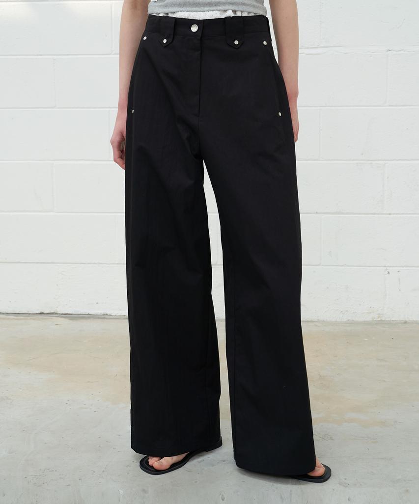 FROMWHERE Section Line Wide Pants Black