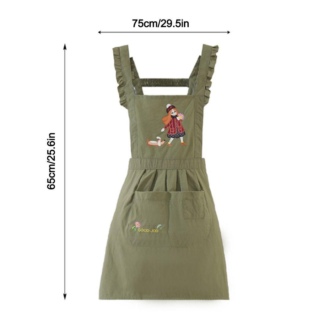 Cartoon Kitchen Apron Princess Style Anti-fouling Cooking Baking Bibs Cross Back Waterproof Restaurant Uniform for Women