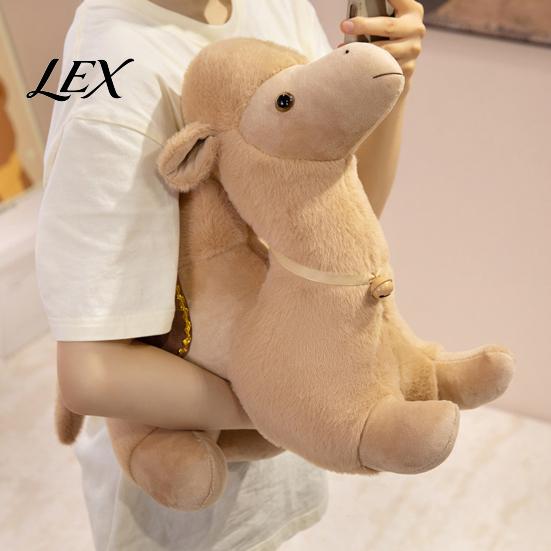Soft Camel Plush Doll Realistic Bactrian Doll, Stuffed Animal Toy with Embroidered Saddle Pads Pendant And Bells, Fuzzy for Kids Gifts Home