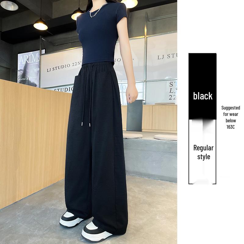 

Women s Lazy Style Wide-Leg Floor-Length Pants: Spring/Summer 2026 Collection, Loose Slimming Drape, Casual Straight Fit. Medium