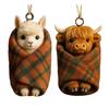 Yousheng Cozy Wrapped Critters Ornament 2D Acrylic Highland Cow Alpaca Hanging Ornament for Holiday Home Party Tree Decor