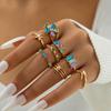 Jewelry Light Luxury Gemstone Ring Set, Geometric Flower Scallop Eight-piece Ring Set Wholesale