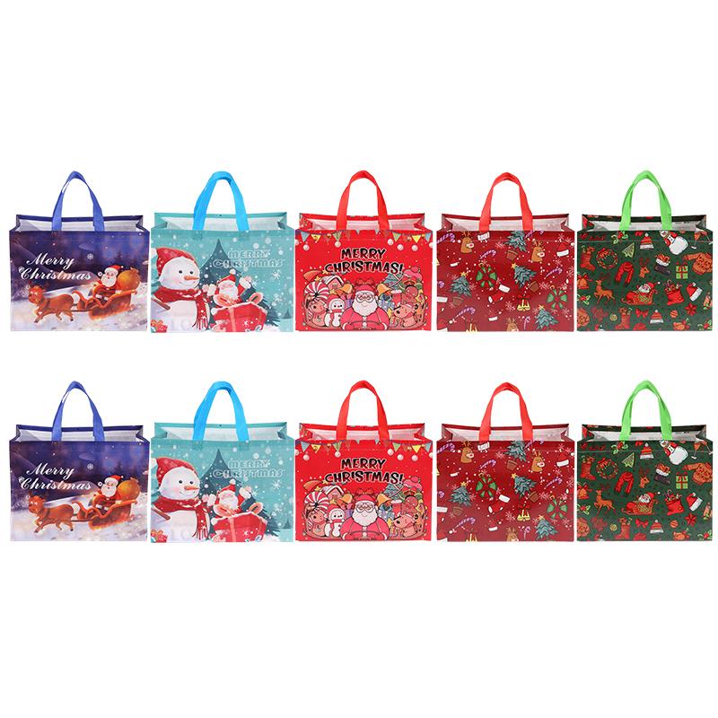 

10PCS/Pack 33x25x17cm Christmas Gift HandBag Mix Styles Non-woven Souvenir Package Storage Decoration Christmas Party Supply ZYF 33x25x17cm