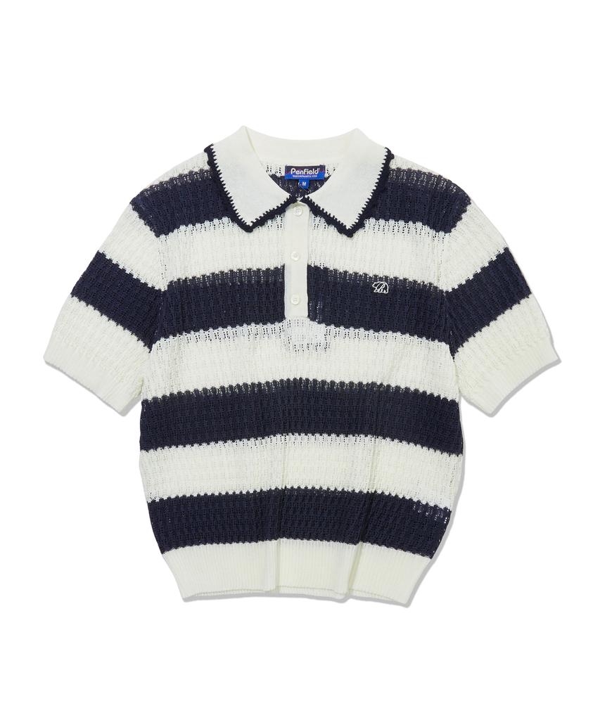 PENFIELD Striped Lace Collar Knit White_Fs2Nt01F