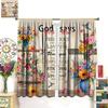 Birds Bible Verse Kitchen Curtains, Christian Rustic Flower Cross Scripture Quote Hummingbird Window Drapes For Bedroom