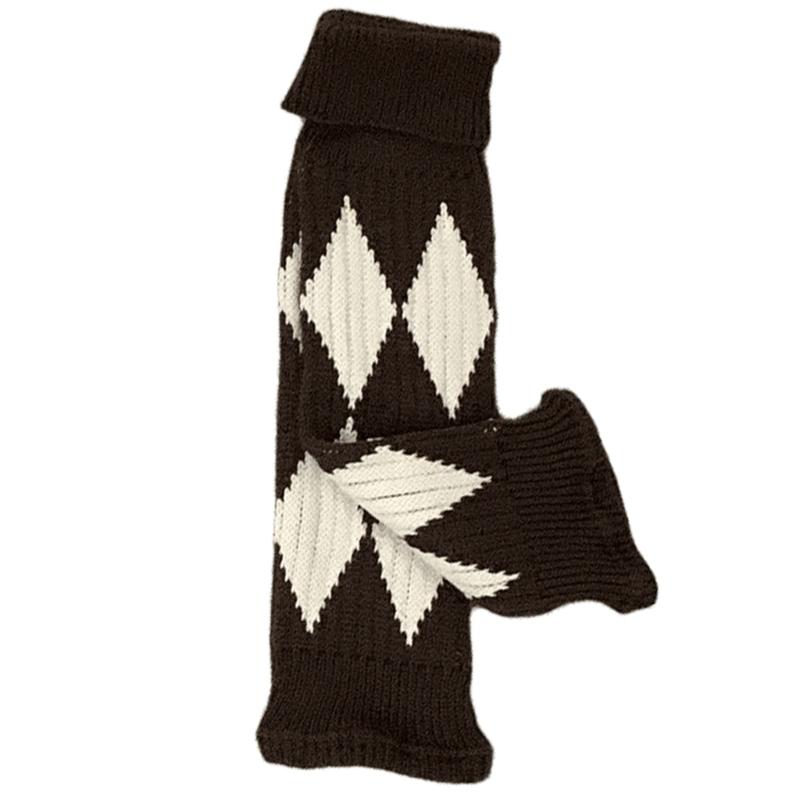 Argyle Pattern Wool Knitted Turn Cuffs Leg Warmers for Women and Students Cold Weather Foot Covers Footless Calf Socks