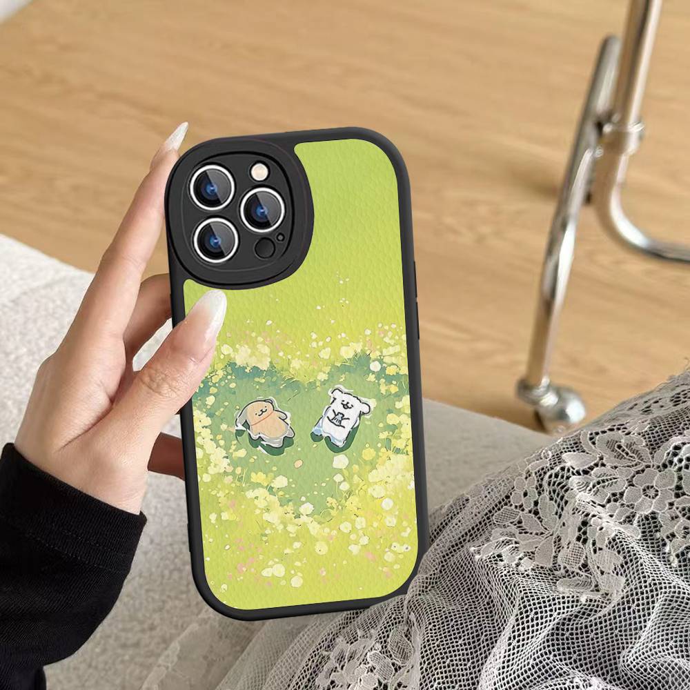 Line CARTOON P-PuppyS PU Leather Phone Case For IPhone 16 15 14 13 12 11 Pro Max Plus Back Fundas