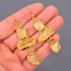 Citrine Gemstone Gold Plated Elegant Electroformed Dangle Drop Earrings Jewelry V-116