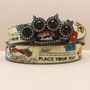 Tiger Claw Rhinestone Buckle Head Smooth Buckle Printed Graffiti Casual Personalized Belt Belt European and American Versatile