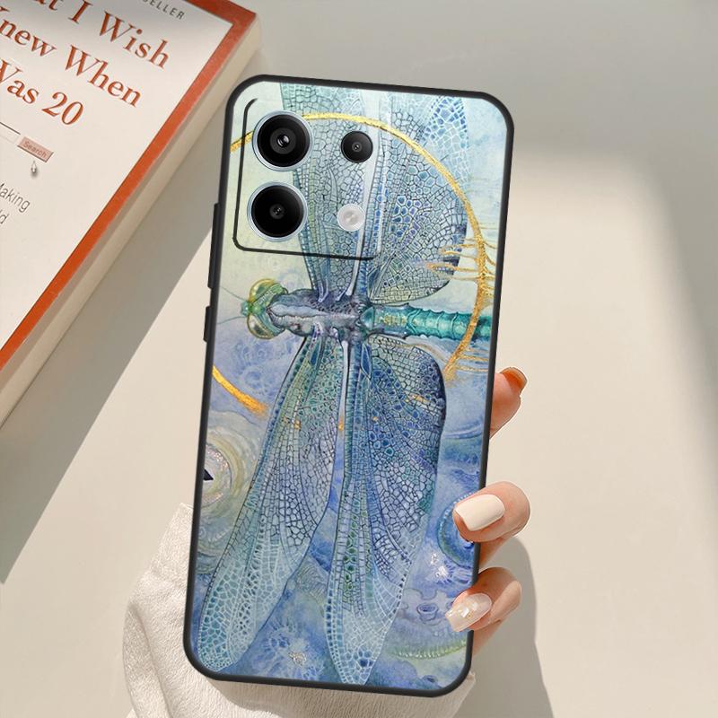 Luxury Dragonfly Funda For Xiaomi Redmi Note 13 Pro 9 10 11 12 14 Pro 11S 12S Case For Redmi 13C 12C 10C 14C