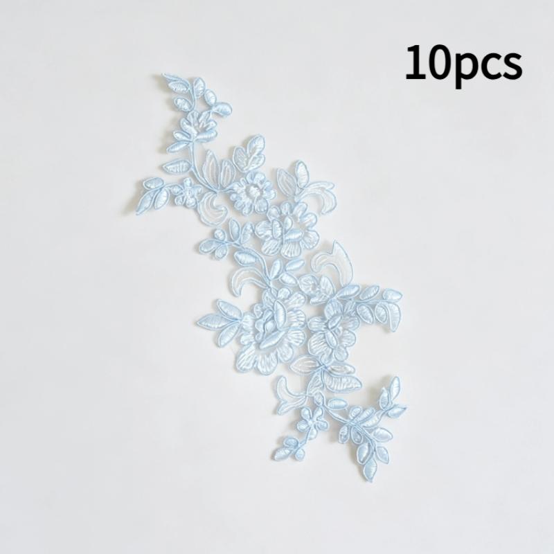 10Pcs Floral Lace Applique Pair Embroidery Flower Patch Sew On Lace Motif For Wedding Dress Garment Decoration
