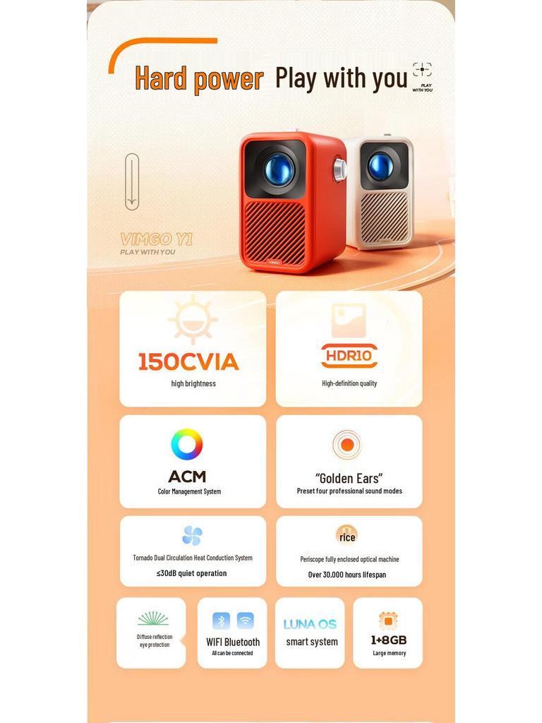 Nuts Micro Y1 Mini Projector - Portable Home Theater & Outdoor Projection