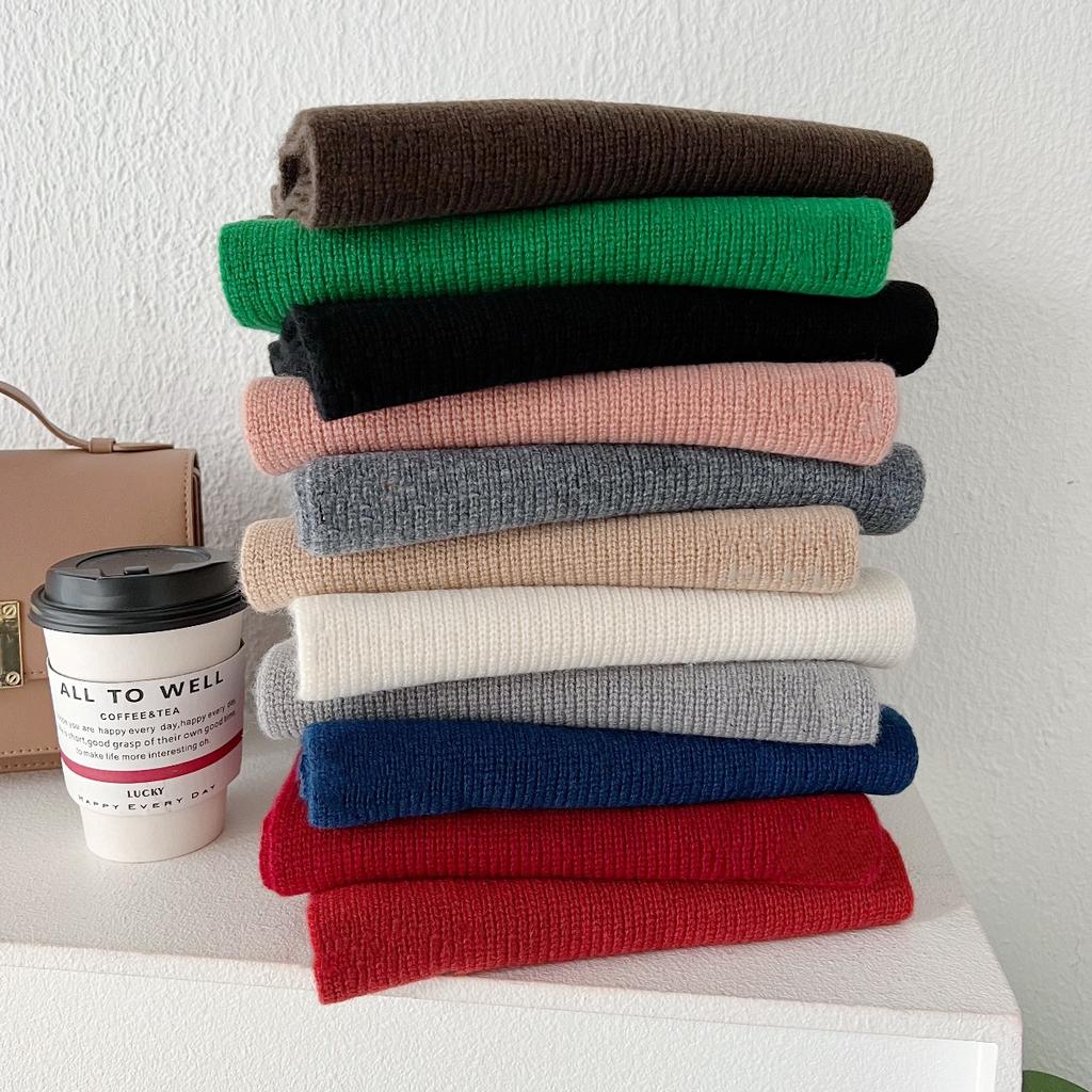 New 100% Wool Scarf Winter  Solid Color Warm and Cold proof Women's Scarf Fashion Versatile Knitted Scarf