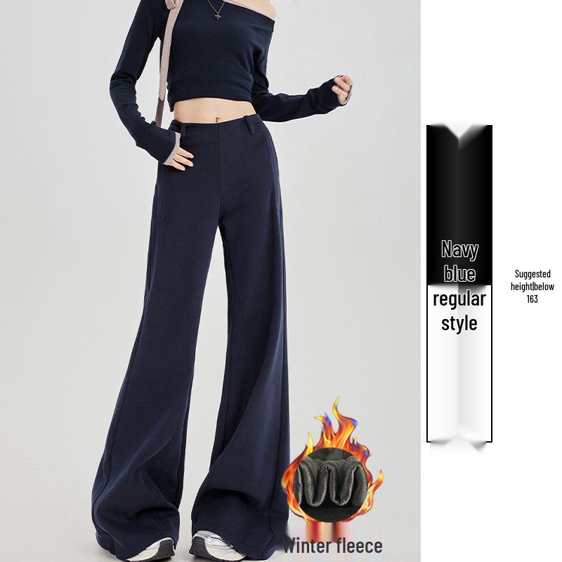 

Curved Knife Women s Wide-Leg Casual Pants: 2025 Autumn/Winter Fashion, Warm Korean Style, Loose Drapey Floor-Length Trousers S (70-95 lbs)