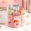 Plastic Pen Holder 360 Degrees Rotating Pencil Storage Box Stationery Pen Barrel  School Office