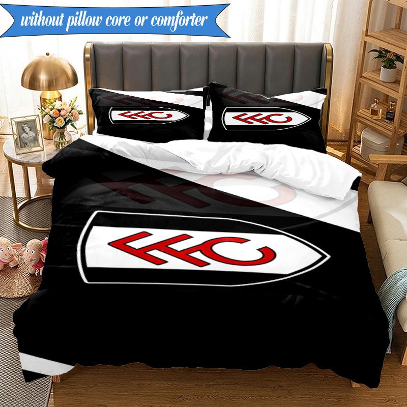 3PCS Fulham F.C Printed Soft Bedding Set,Including 1pc Duvet Cover And 2pcs Pillowcases Perfect for Bedroom, Dormitory, Fan gift