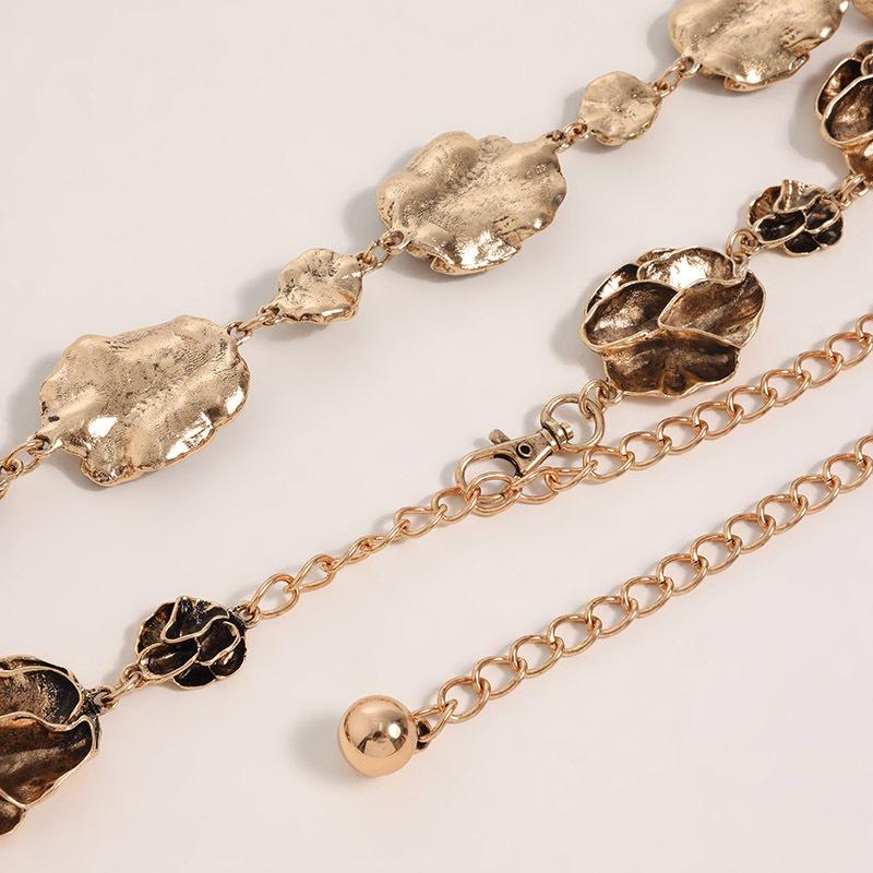 High-end Women's Waist Chain Three-dimensional Flowers Fashionable Atmospheric Metal Waist Chain Sweet and Cool Style Stacked Women's Waist Chain