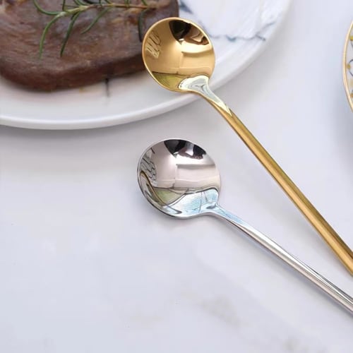 KXLCGYK Ensemble de 5 pièces de cuillères à thé et à café de 13,5 cm, Acier inoxydable 18-8, Passe au lave-vaisselle, Comprend une cuillère à cocktail, une cuillère à thé et une cuillère à dessert, Styl