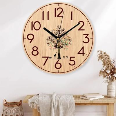 10inch Nordic Style Wooden Wall Clock Quiet Time Accurate for Kitchen Study Bedroom Living Room Wall Decoration Clock