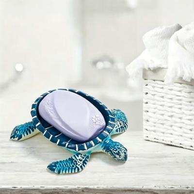 Turtle Soap Box, with Drainable Design, Resin Tortoise Soap Dish, Durable Decorative Soap Saver for Bathroom Kitchen Countertop