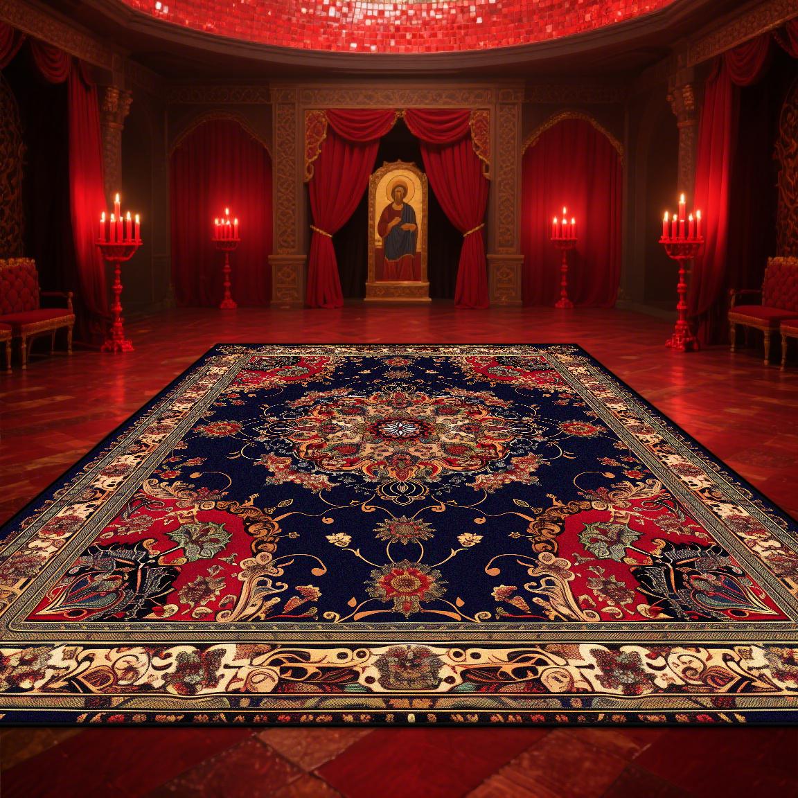 

Persian American Retro Carpet Large Area Living Room Bedroom Ethnic Rug Soft Non-slip Mat Home Decor 60x90cm