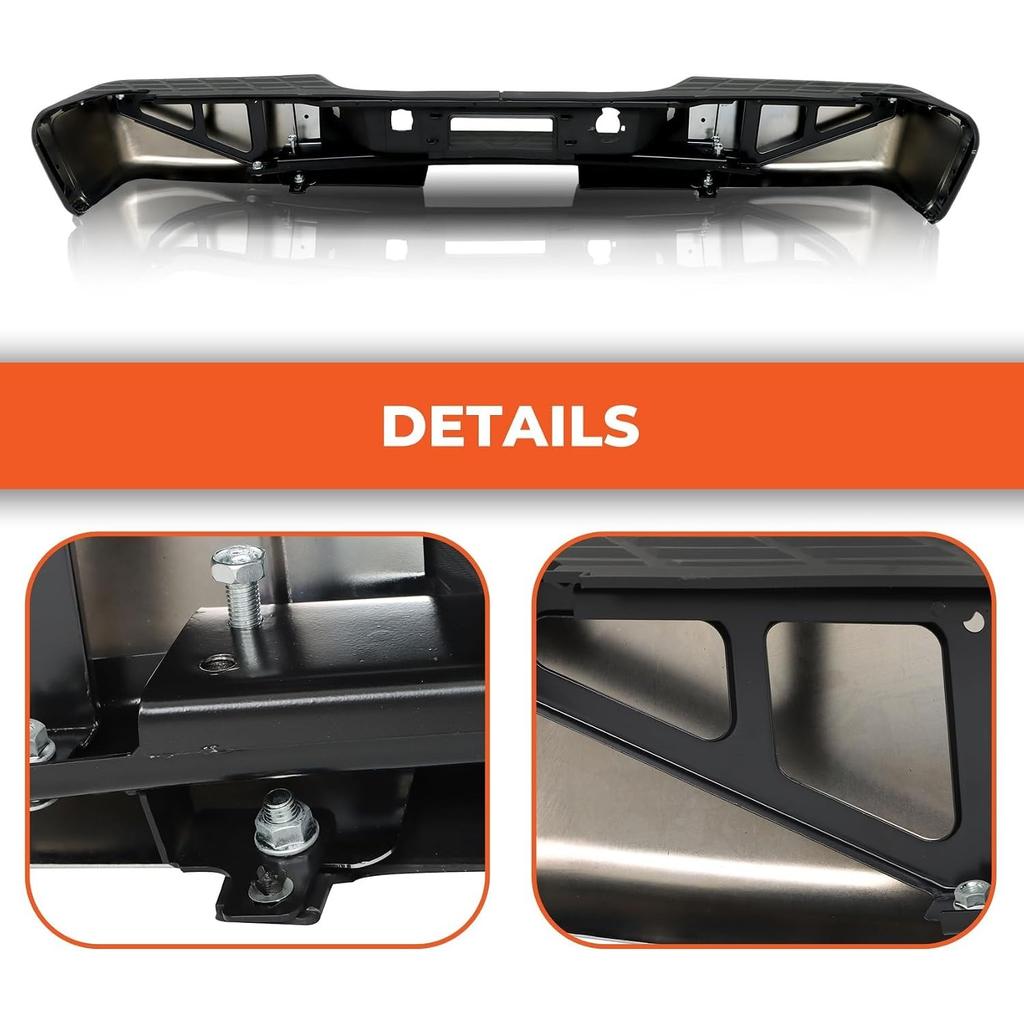 Chrome Rear Bumper Replacement for 2007-2013 Chevy Silverado Sierra 1500 Truck 22932803 20899359 GM1191125 GM1191126 GM1191124 GM1103147