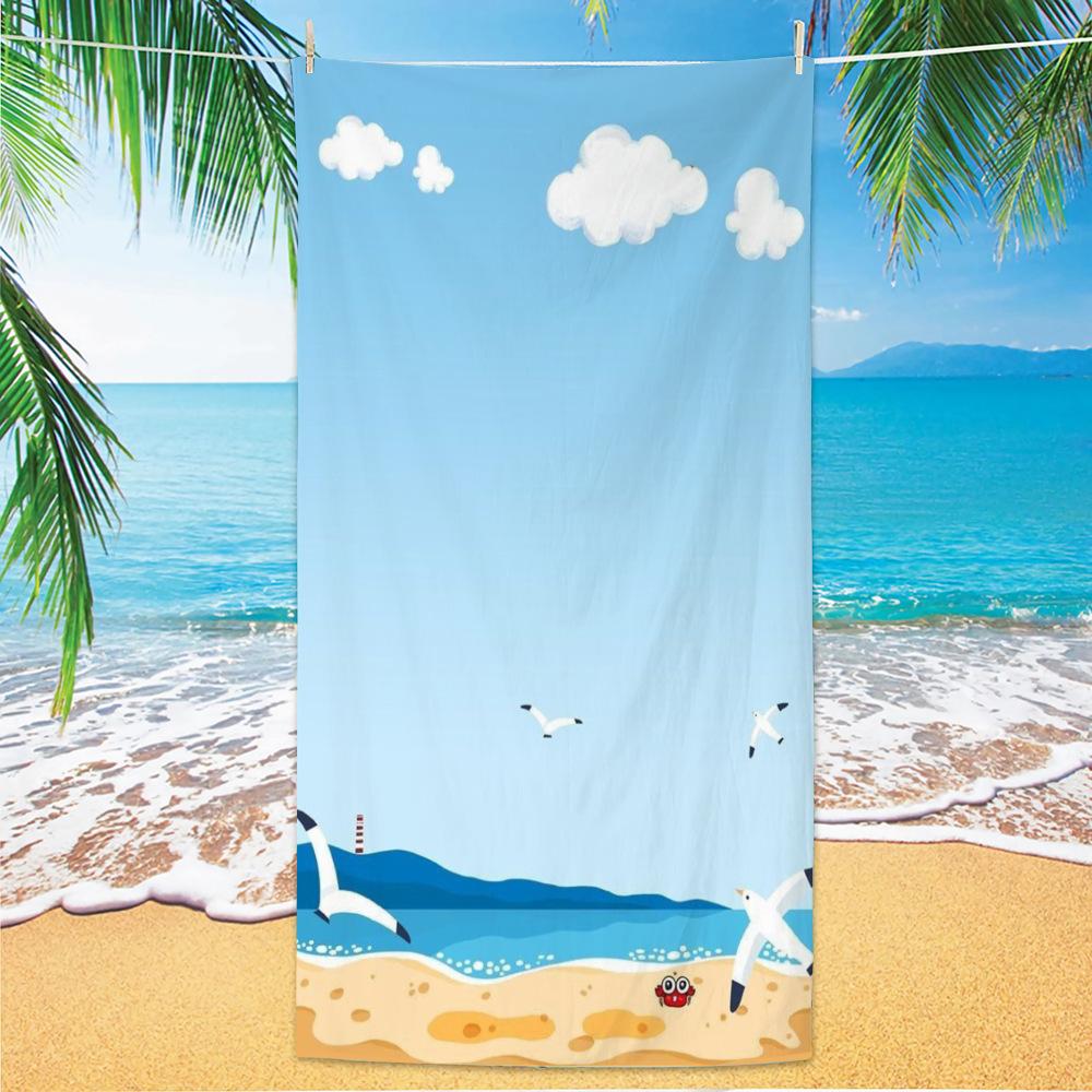 Ultra Fine Fiber Beach Towels, Beach Swimming Speed Drying Velvet Bath Towels, Printed Fashionable Bath Towels Towels Face Towel