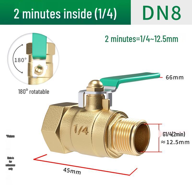 Copper DN20 Thickened Water Valve, Internal/External Thread, Pneumatic Ball Switch, 2-Point One-Piece Design