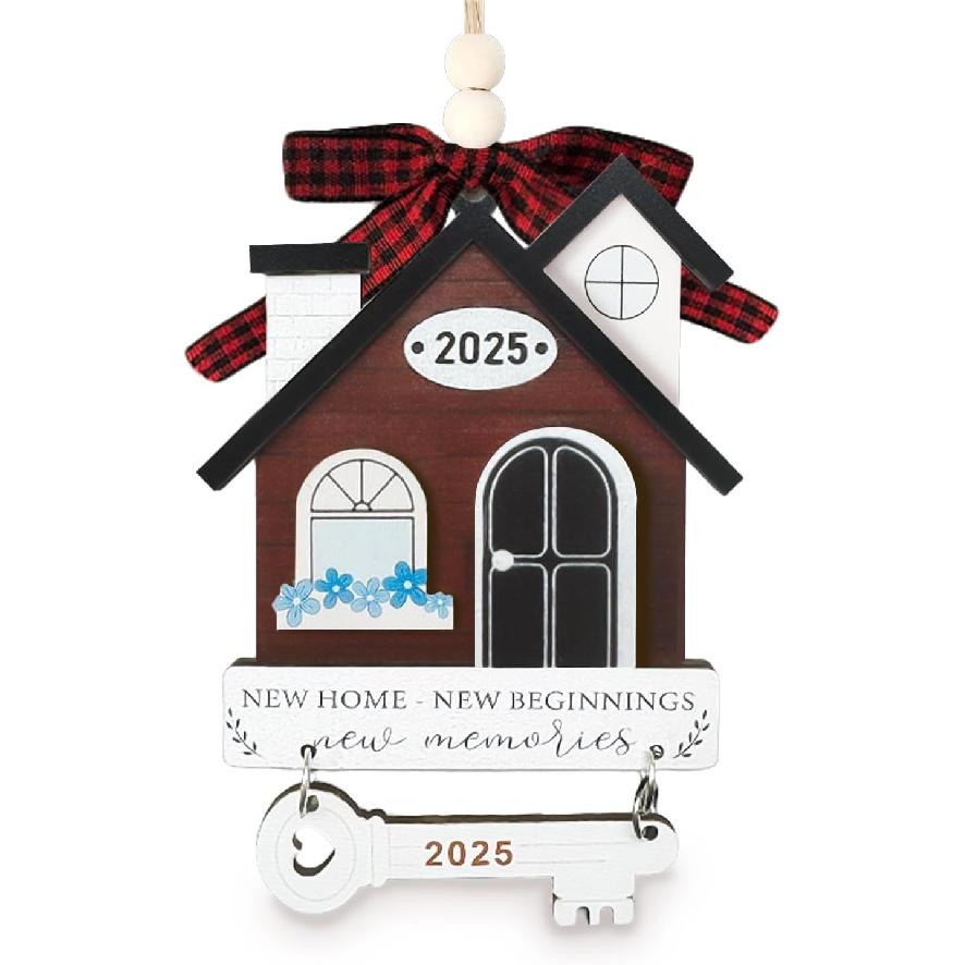 New Home Ornament 2025 - Housewarming Gifts for New Home, House Warming Gift for Women Couple Houseowners Ideas, Wooden First Home Chirstmas Ornament