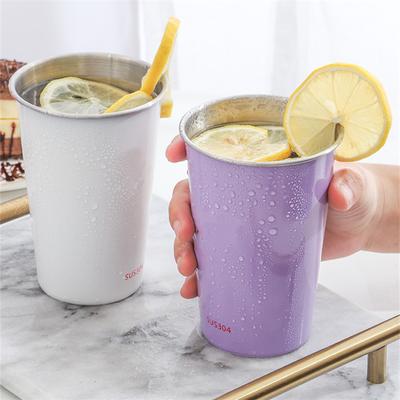 350/500ml Metall Kaltgetränkebecher 304 Edelstahl Einfarbig Camping Kaffee Bierkrüge Küchengeschirr Milch Wasserbecher Zuhause