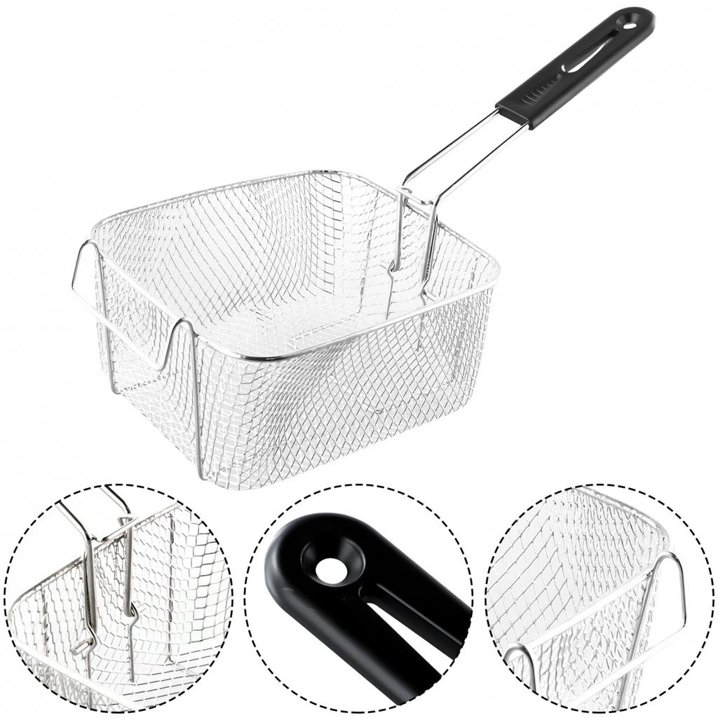 Fry Basket 20.5 × 18.5 × 10.5cm Nickel Plated Plastic Handle